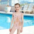 thumbnail image 4 of Girls Ruffled One Piece Swimsuit Summer Beach Vacation Swimwear Tank Swimsuit Pumpkins Adorned in Bows, 4 of 8
