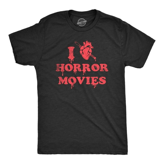 Mens I Heart Horror Movies T Shirt Funny Bloody Scary Movie Lovers Tee for Guys Graphic Tees