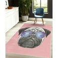 thumbnail image 4 of Pug Decorative Rug, Dog Portrait Mirror Sunglasses Hand Drawn Illustration of Pet Animal Funny, Quality Carpet for Bedroom Dorm and Living Room, 6 Sizes, Blush Lilac, by Ambesonne, 4 of 4