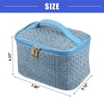thumbnail image 3 of Vocoste Large Makeup Bag Cosmetic Travel Bag Case Woolen Makeup Bag Organizer for Women Plaid Pattern Blue, 3 of 6