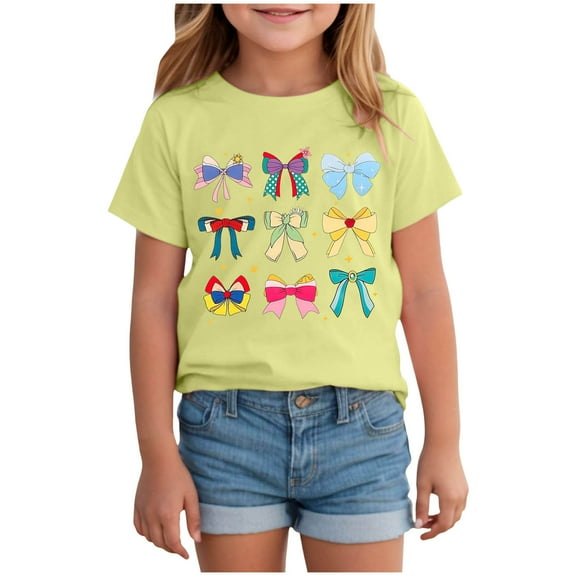 yocbz Girls Shirt Girls T Shirts Girl's Cute Tees Print Short Sleeve T Shirts Summer Tops Green,Size for 3-4 Years