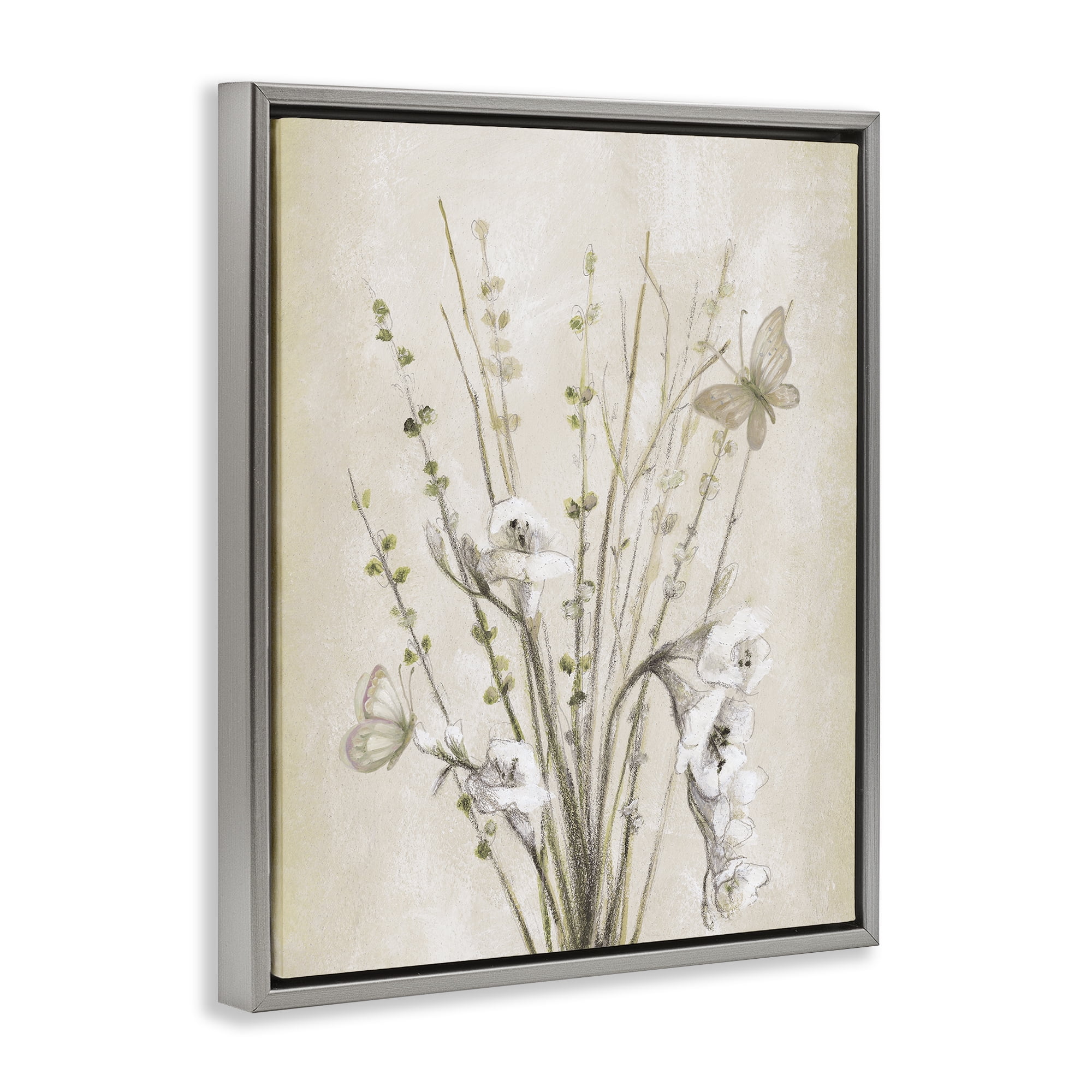 Stupell Industries Fresia & Date Branch Gray Framed Floater Canvas Wall Art, design by Lanie Loreth