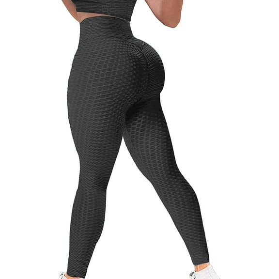 COMFREE Women's High Waisted Yoga Pants Tummy Control Anti Cellulite Ruched Butt Lifting Scrunch Booty Leggings Workout Running Textured Tights