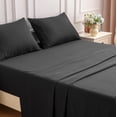 thumbnail image 2 of SLEEP ZONE 85gsm Bed Sheet Set, Microfiber Wrinkle-free Bedding set with 14" Pocket Black, King, 2 of 9