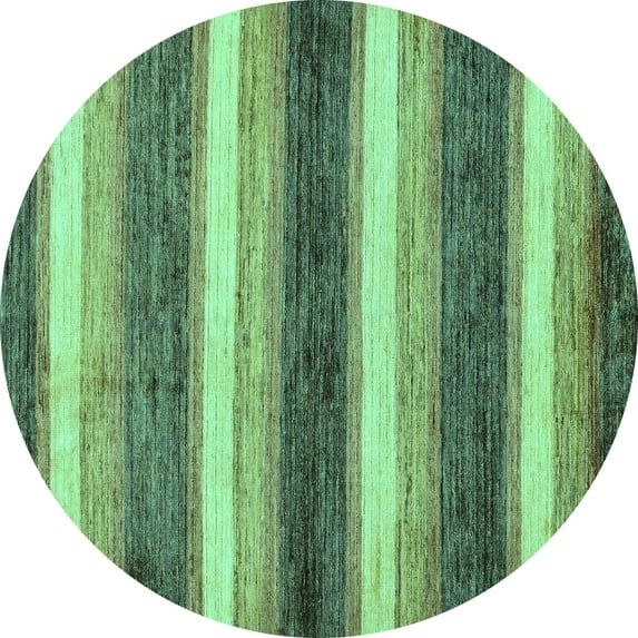 Ahgly Company Indoor Round Abstract Turquoise Blue Modern Area Rugs, 8' Round