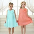 thumbnail image 3 of Big Girls Chiffon Pleated Neckline A Line Birthday Flower Girl Dress Aqua 12, 3 of 4