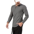 thumbnail image 3 of Fangasis Mens Henley Shirt Long Sleeve Tops Crew Neck T-Shirts Men Casual Blouse Tee Dark Gray M, 3 of 5