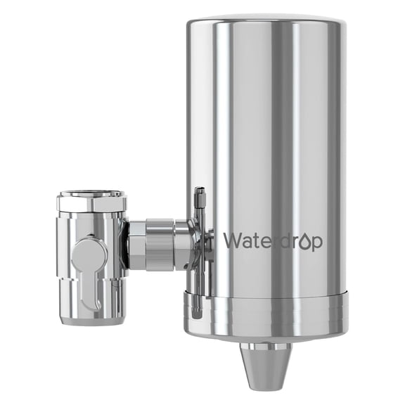 Waterdrop Stainless-Steel Faucet Water Filter, Carbon Block Water Filtration System,WD-FC-06(1 Filter Included)