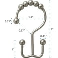 thumbnail image 3 of NimJoy Set of 12 Shower Curtain Rings Hook, Rust-Resistant Stainless Steel Glide Shower Double-Hooks, Brushed Matte Nickel Finish, 3 of 5
