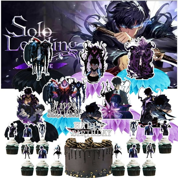 Solo Leveling Party Decorations Decor Supplies Honeycomb Centerpieces Table Toppers Cake Toppers for Birthday Photo Props