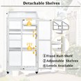 thumbnail image 3 of 62" Wood Greenhouse Cold Frame with Openable Roof & 4 Wheels, Walk-in Garden Greenhouse with Adjustable Shelves, Large Portable Greenhouse Cabinet for Outdoor Indoor Use, Anti-Tipping Design, White, 3 of 9