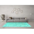 thumbnail image 3 of Ahgly Company Indoor Round Abstract Turquoise Blue Modern Area Rugs, 4' Round, 3 of 4