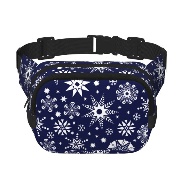 Fotbe Snowflakes2 Cangurera Cuadrada con Estampado de Doble Capa, Bolsa de Cintura Ajustable Mini para Hombres y Mujeres