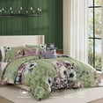 thumbnail image 3 of Bebejan Lilac Cascade 5 Piece Comforter Set, King, Green, 100% Cotton Sateen, Reversible, All Season, Cozy Comfort, 3 of 10