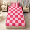 thumbnail image 4 of Homewish Classic Checkerboard Twin Sheets 3pcs for Girls, Geometric Gingham Bedding, Hot Pink,1 Fitted Sheet, 1 Flat Sheet and 1 Pillowcase, 4 of 6