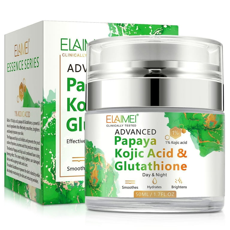 kojic acid glutathione cream YiFudd Papaya Kojic Acid Glutathione Skin Whitening Moisturizer Care,  Antiwrinkle, Repair Fine Lines, 50ML