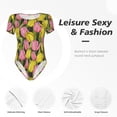 thumbnail image 6 of Naloa Tulips Flowers Women's Short-Sleeved Onesie, One-Piece Swimsuit for Parties, dates, clubs - X-Large, 6 of 9