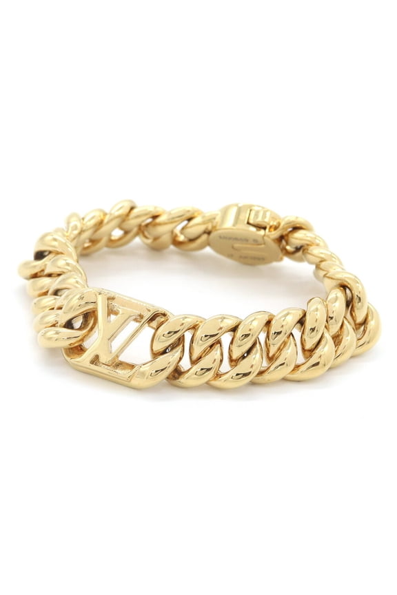 Pre-Owned Louis Vuitton Bracelet, LV Get Dressed, M00659, Gold Metal, Size S, Chain LV,...
