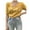 Yelow, variant on Ochine Women's Blouse Knit Slim Fit Hollow Out Ruched Short Ribbed Sleeve Hi Waist V Neck Solid Color Belted Tee Shirt Casual Sexy Fashion Top Summer Going Out, One Size