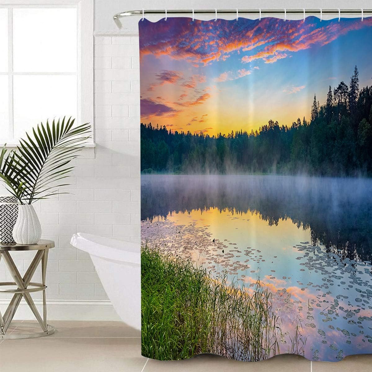 SPXUBZ Shower Curtain 72" Wx72 H Shower Curtain Liner, Colorful Lake