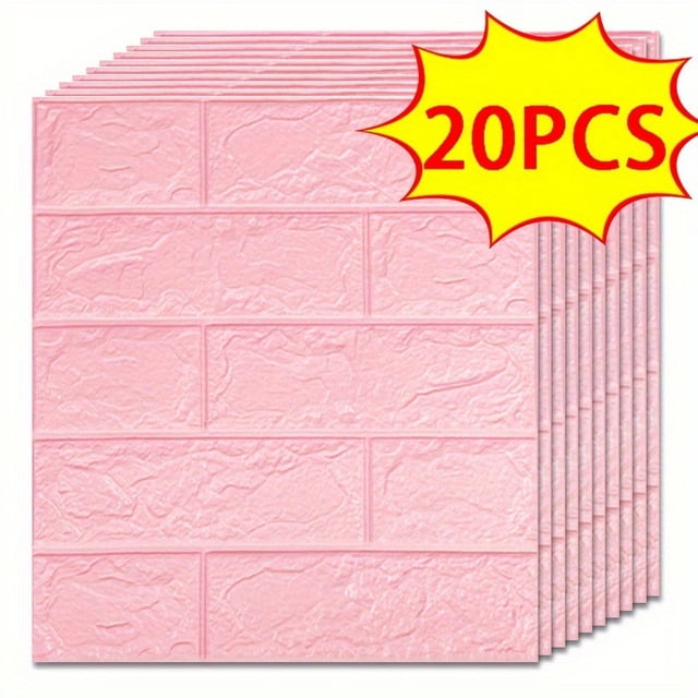 20/30/40//50pcs 3D Wall Tile Sticker, Foam Brick Self-Adhesive Anti-Collision Sticker,
