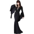thumbnail image 6 of Morticia Addams Costume Women's Gothic Black Dress Halloween Costume, 6 of 7