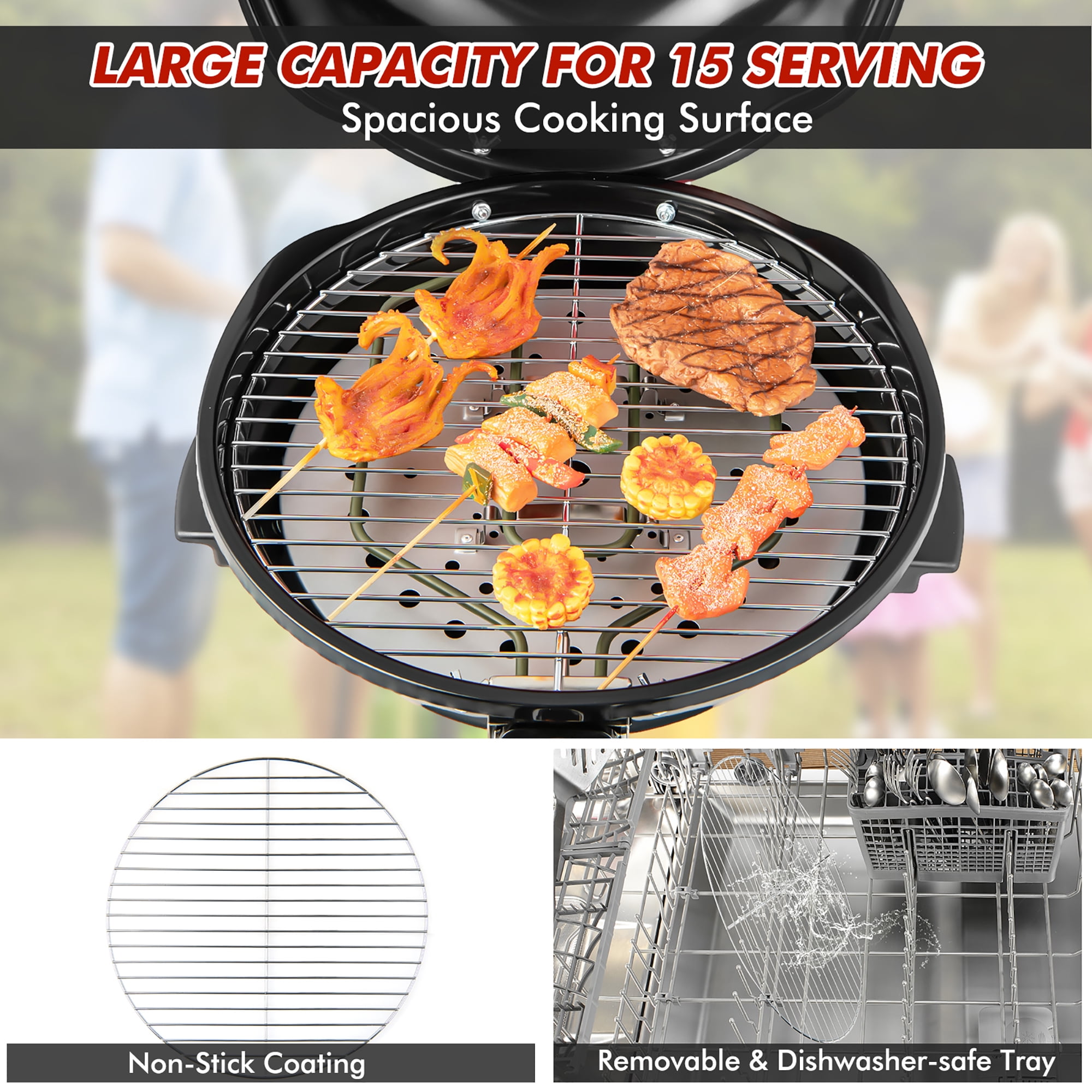 Barton 1600W Infrared Smokeless Electric Indoor Grill BBQ Grilling