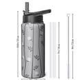thumbnail image 3 of 18oz Triple Layer Insulated Stripes Themed Water Bottle with Straw, Stainless Steel Metal Bottle, Leak Proof Lids for Travel, Sports, Gym Unisex Design, 3 of 6