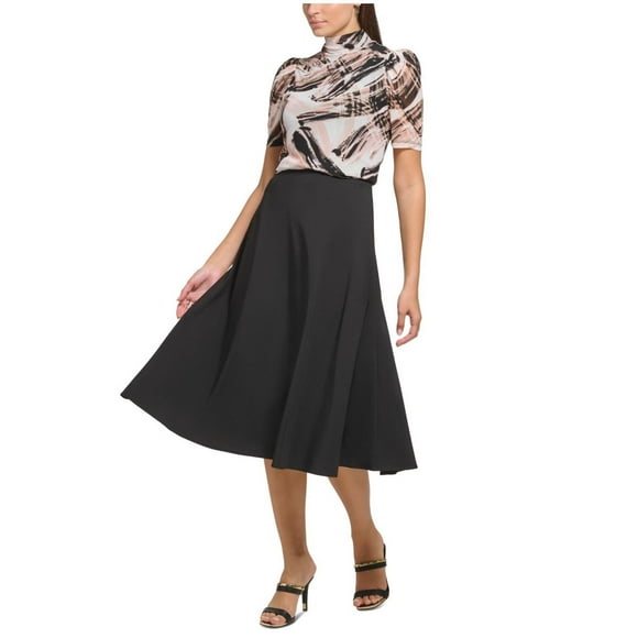 DKNY Womens Pull On Circle A-line Skirt, Black, Petite, PXL