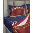 thumbnail image 2 of Ambesonne Circus Fitted & Top Sheet Set with Shams, Canvas Circus Tent Art, Blue Vermilion, 2 of 4