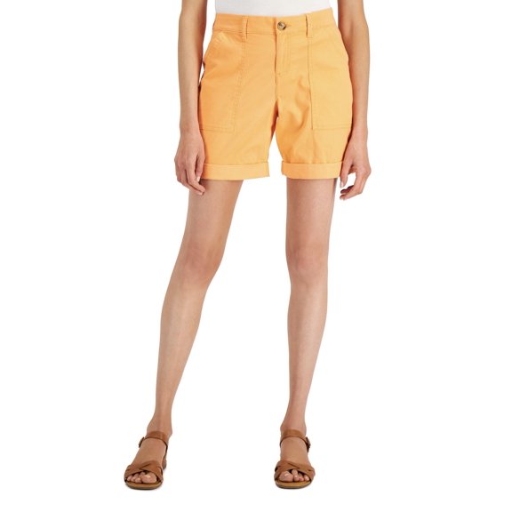 Style & Co. Women's Rolled Cuff Bermuda Shorts Citrus Blast Size 10