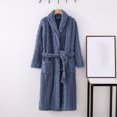 thumbnail image 2 of TFEOQRY Night Robe for Men Thick Thermal Flannel Nightgown Long Sleeved Sleepwear Pajamas Robe Blue, 2 of 6