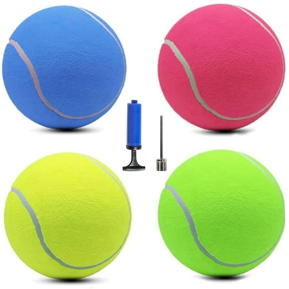 Magicorange Tennis Balls for Dogs, 4 Pack 9.5 inch Oversize Giant Ball with Inflatable Pump and Needle, Pet Play Toy for Outdoor/Indoor Sports (Multicolor)