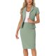 thumbnail image 1 of Conjunto de traje de negocios de 2 piezas para mujeres INSPIRE CHIC, chaqueta de blazer de manga corta y falda lápiz XS verde mar, 1 of 6