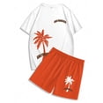 thumbnail image 4 of Glisme Mens 2 Piece Sets Summer Outfits Print Casual Sports Set For Men Short Sleeve Graphic T Shirt And Shorts Outfit Fashion Clothing Set Orange, 4 of 4