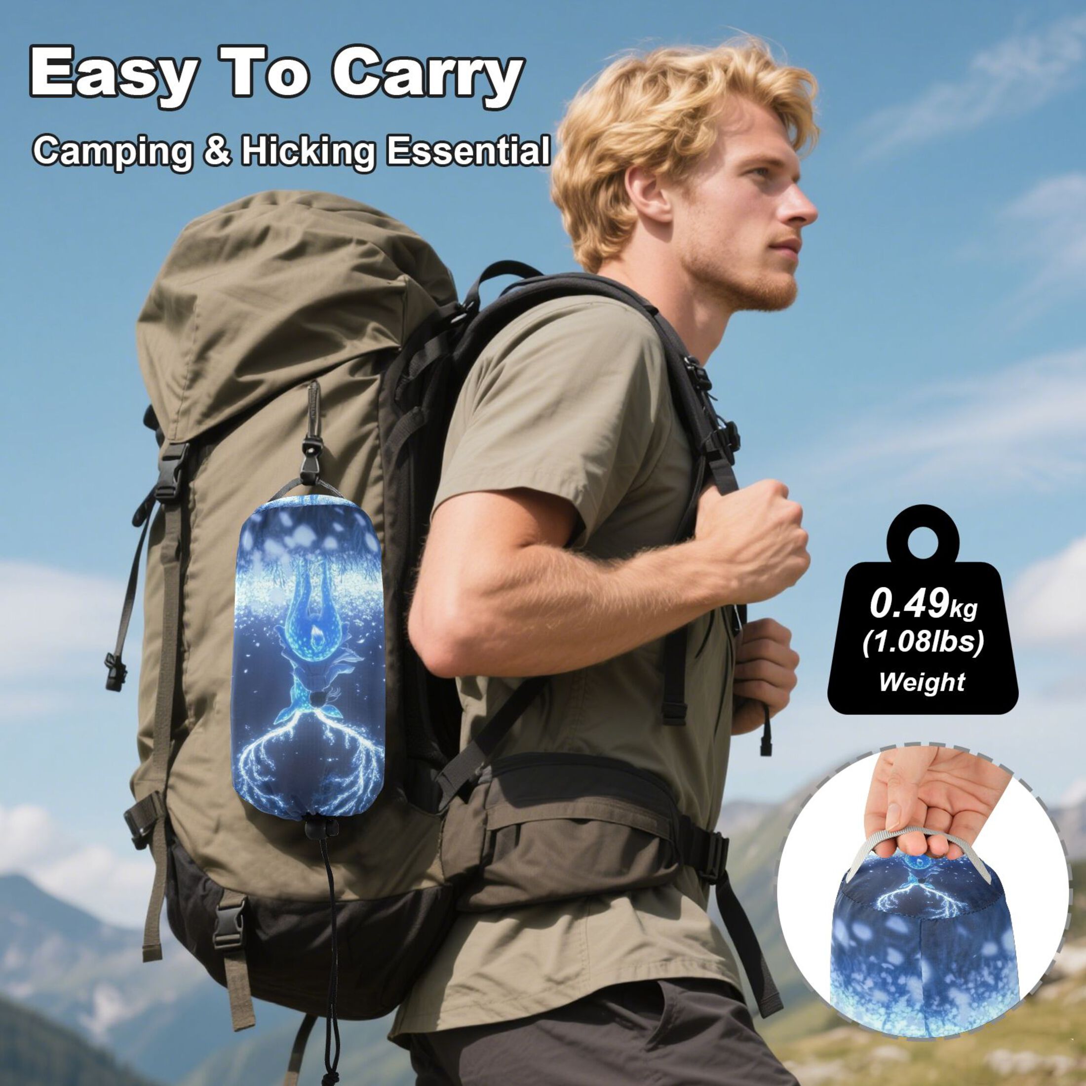 Hammock Camping Hammock Nylon Portable Hammock Travel Camping Hammock Cartoon Blue Elk