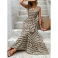 thumbnail image 6 of Sakmal V-Neck Summer Dresses for Women Maxi Yellow Sleeveless Pleated Graphic Ruffle Slip Dress, 6 of 8