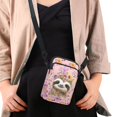 thumbnail image 4 of HELLHERO Sloth Flower Pattern Double Zipper Small Crossbody Purse 4.33"x1.97"x7.09" for Unisex Polyester, 4 of 10