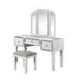 thumbnail image 4 of Poundex Wooden Makeup Vanity Set with Tri-fold Mirror and Stool - Black, 4 of 5