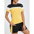 thumbnail image 5 of Women 2 Piece Summer Short Sets Contrast Color Short Sleeve Tops and Shorts Workout Outfits Sets Tracksuits, 5 of 9
