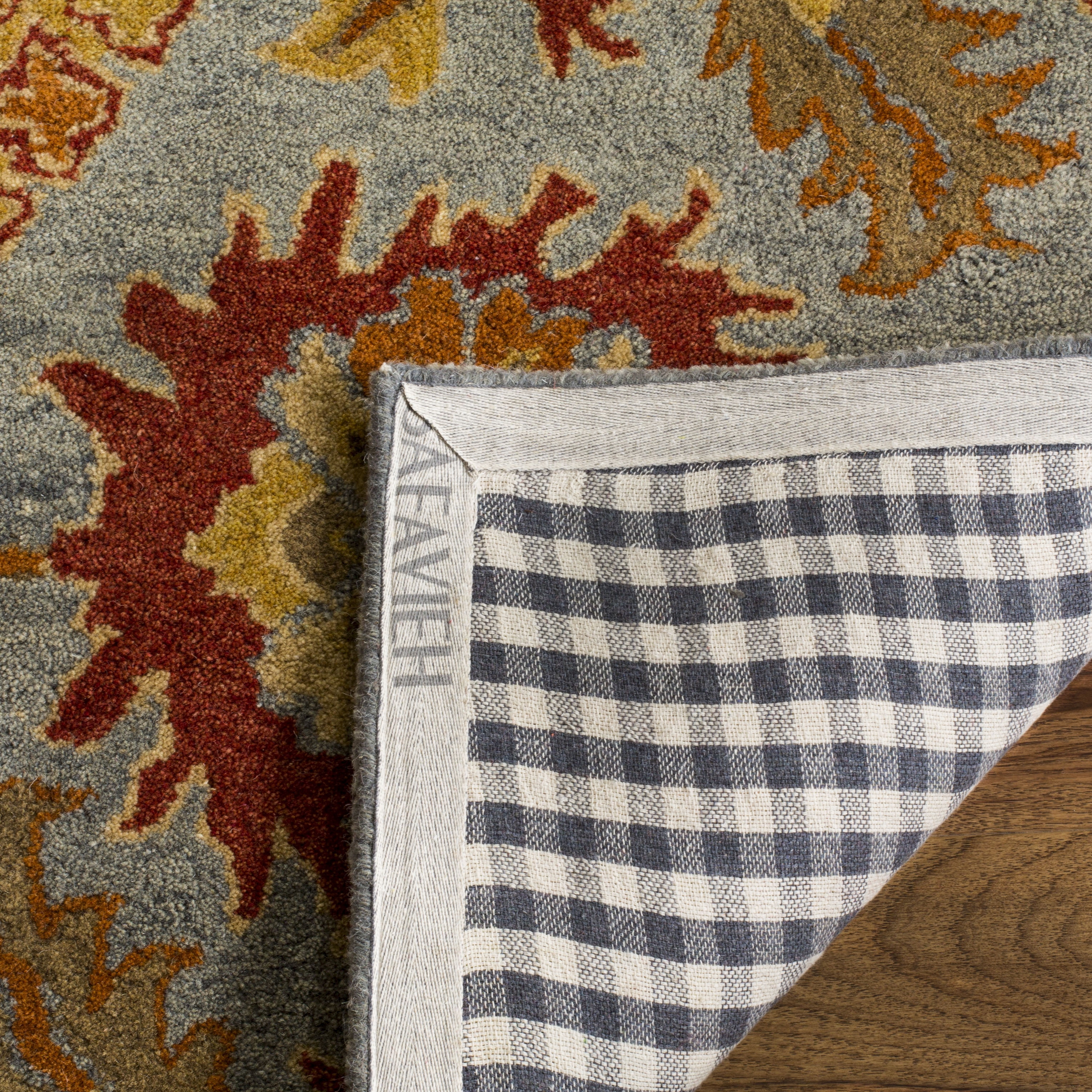 SAFAVIEH Heritage Jaynaston Floral Wool Area Rug, Charcoal/Multi, 6' x 6' Round