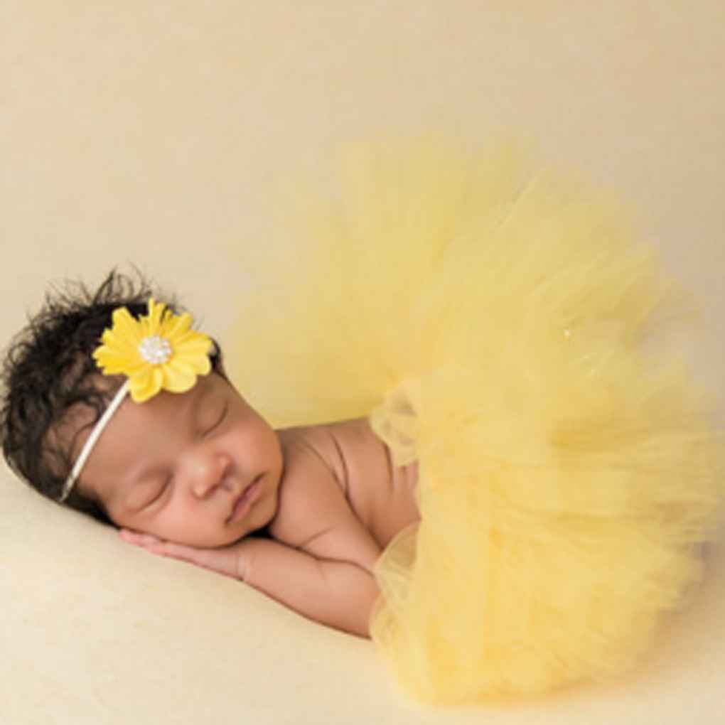 Infant Baby Girls Newborn Flower Headband Tutu Skirt Costume Set Photo Prop