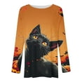 thumbnail image 3 of Womens Halloween Shirts Casual Long Sleeve Black Cat Printed Halloween Sweatshirts for Women Crew Neck Tunic Tops, 3 of 4