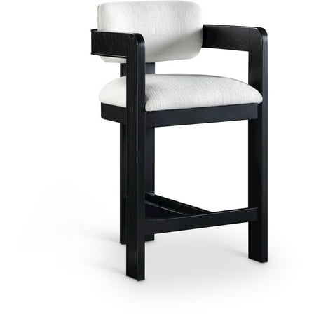 Meridian Furniture Sacha Cream Linen Textured Fabric Stool