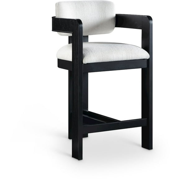 Meridian Furniture Sacha Cream Linen Textured Fabric Stool