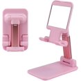 thumbnail image 1 of Support de Téléphone Portable Pliable Multi-Angle Portable Support de Téléphone de Bureau Support de Tablette avec Miroir pour iPhone Android Téléphone Intelligent Rose, 1 of 5