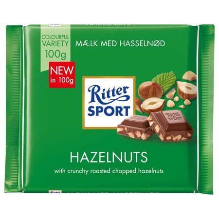Ritter Sport Milk Chocolate with Chopped Hazelnuts, 100g