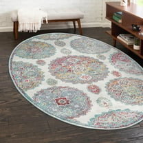 Unique Loom Paragon Collection Area Rug - Grayson (8' 2" x 10' Oval Cream/Blue)