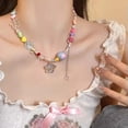 thumbnail image 6 of GKNET Colorful Necklace Clavicle Chain Delicate Jewelry Resin Chain Sweet Choker Candy Color US-pink, 6 of 9