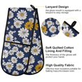 thumbnail image 2 of Yayeee Double Oven Mitt Kitchen Heat Resistant Baking 35" x7" Quilted Cotton Glove, Retro Daisy Pattern, 2 of 6